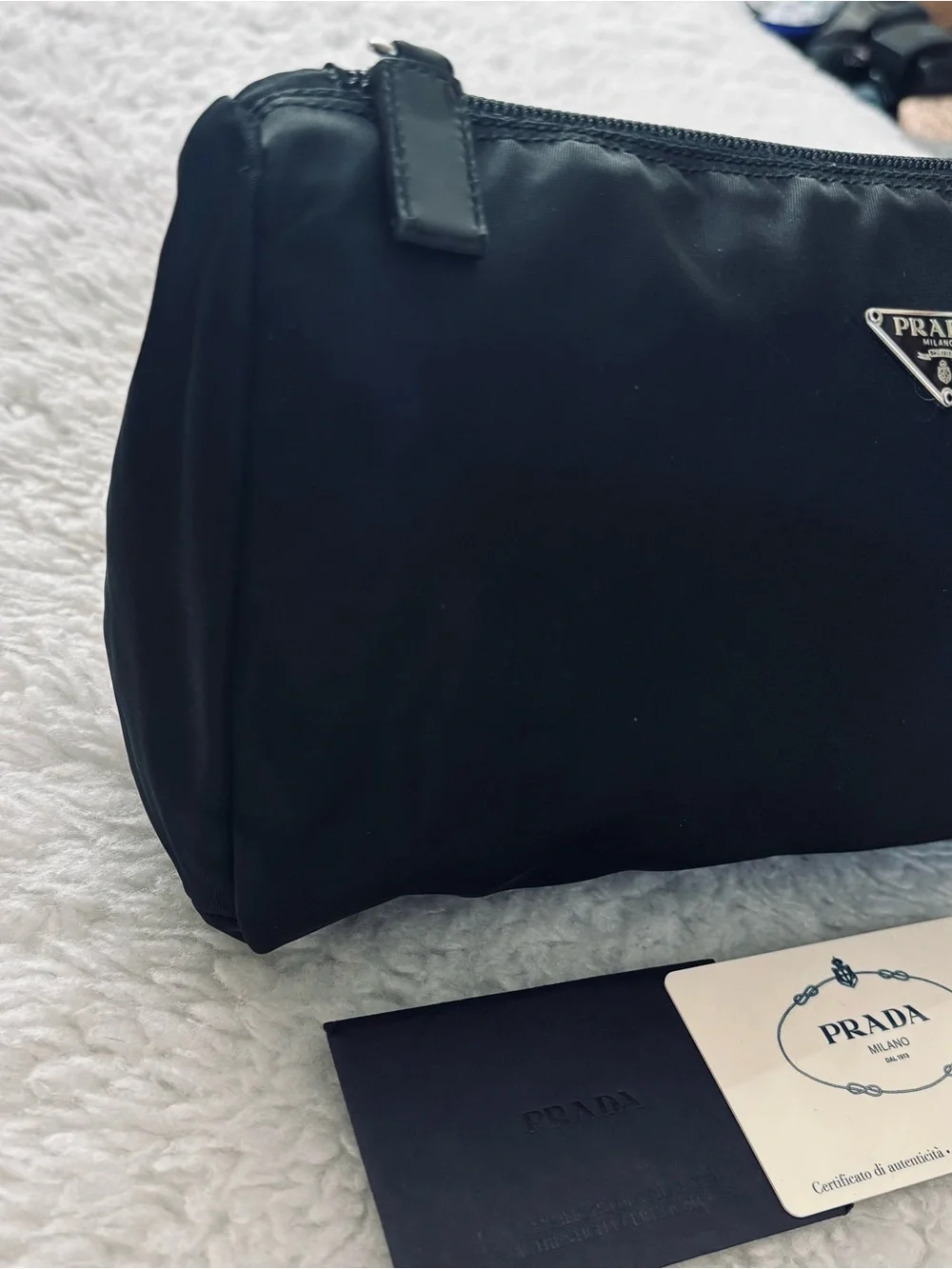 Prada Black Nylon Unisex Toiletries/Cosmetic/Novelty Pouch Bag with Auth card
